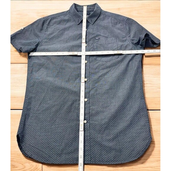 Vintage SuperDry Mens Size M Black Polka Dot Button Down Shirt Short Sleeve - Picture 9 of 9